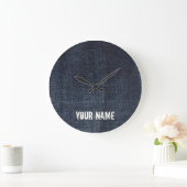 Blue jeans Vintage Denim fabric texture Große Wanduhr (Zuhause)