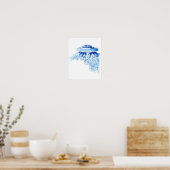 Blue Jellyfish Art Print No.5 Nautical Wall Decke Poster (Küche)