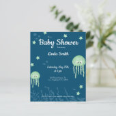 Blue Jellyfish Baby Dusche Budget Einladung (Stehend Vorderseite)