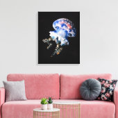 Blue Jellyfish Fine Art Canvas Print Leinwanddruck (Insitu (Wohnzimmer))