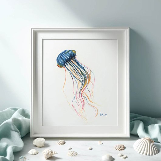 Blue Jellyfish Highlights Poster