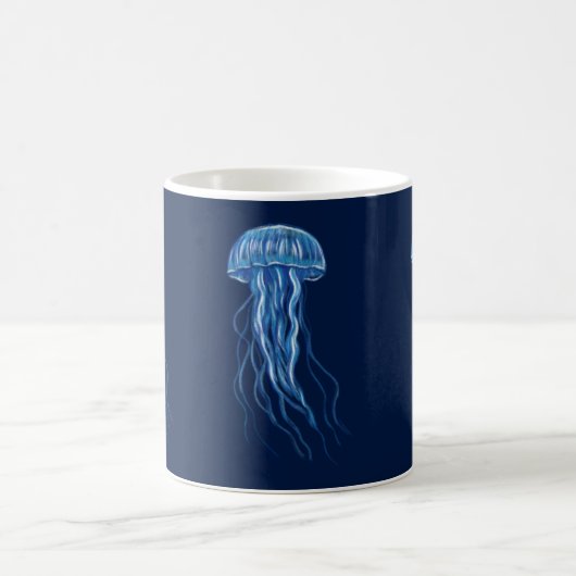 Blue Jellyfish Illustration Kaffeetasse (Mittel)