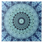 Blue Jellyfish Mandala Ocean Inspiriert Symmetry Fliese (Vorderseite)