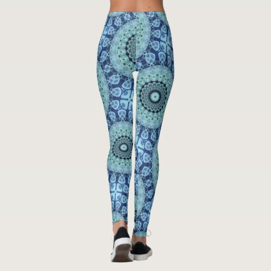 Blue Jellyfish Mandala Ocean Inspiriert Symmetry Leggings (Rückseite)