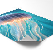 Blue Jellyfish | Ocean Animal Painting Art Poster (Ecke)