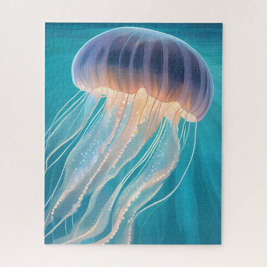 Blue Jellyfish | Ocean Animal Painting Art Puzzle (Vertikal)