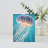 Blue Jellyfish | Ocean Animal Painting Card (Stehend Vorderseite)