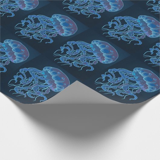 Blue Jellyfish Wrapping Paper Geschenkpapier (Ecke)