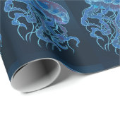 Blue Jellyfish Wrapping Paper Geschenkpapier (Rolleneckpunkt)