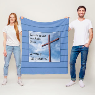 Blue JESUS IS RISEN Oaster Fleecedecke