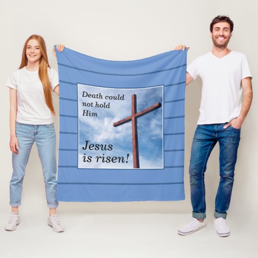 Blue JESUS IS RISEN Oaster Fleecedecke (Beispiel)