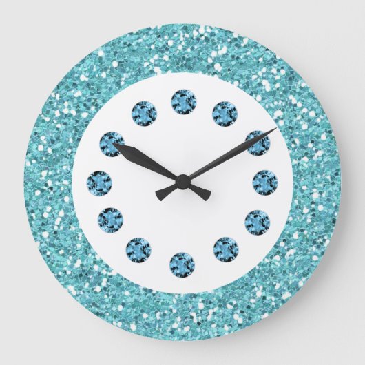 Blue Jewel Blende Wall Clock Große Wanduhr (Vorderseite)
