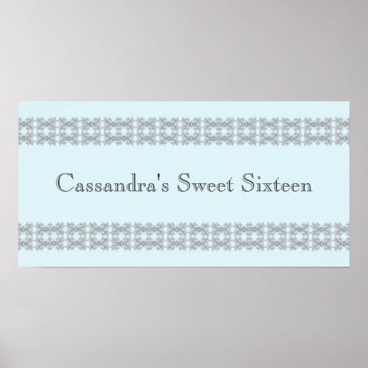 Blue Jewel Lace Birthday Party Banner Poster (Vorne)