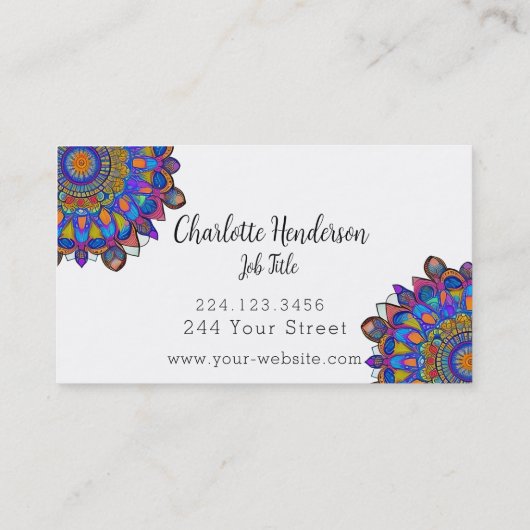 Blue Jewel Mandala Business Card Visitenkarte (Rückseite)