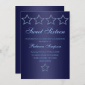 Blue Jewel Star Sweet 16 Geburtstag Einladung (Vorne/Hinten)