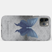 Blue Jewele Butterfly Damask Case-Mate iPhone Hülle (Rückseite (Horizontal))