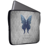 Blue Jewele Butterfly Damask Laptopschutzhülle (Vorne Rechts)