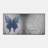 Blue Jewele Butterfly Damask Schreibtischunterlage (Vorderseite)