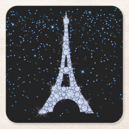 Blue Jewele Eiffelturm Rechteckiger Pappuntersetzer