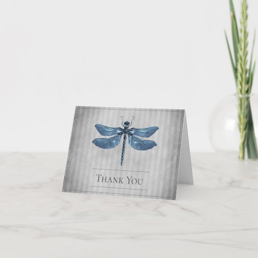Blue Jeweled Dragonfly Wedding Danke (Vorderseite)