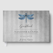 Blue Jeweled Dragonfly Wedding Gästebuch (Vorderseite)