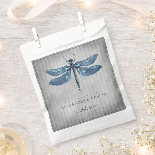 Blue Jeweled Dragonfly Wedding Geschenktütchen (Ausgeschnitten)