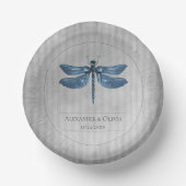 Blue Jeweled Dragonfly Wedding Pappteller (Vorderseite)