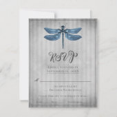 Blue Jeweled Dragonfly Wedding RSVP Karte (Vorderseite)