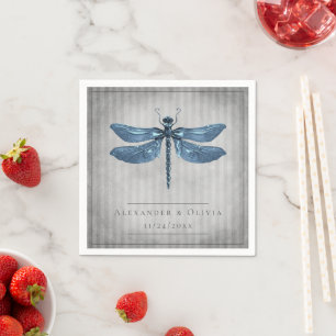 Blue Jeweled Dragonfly Wedding Serviette
