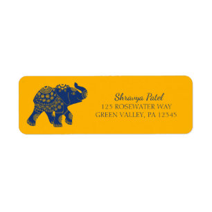 Blue Jeweled Elephant Yellow Rücksendeadresse