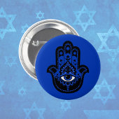 Blue Jewish Hamsa mit Star von David Button