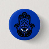 Blue Jewish Hamsa mit Star von David Button (Vorderseite)