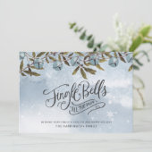 Blue Jingle Bells Snowflakes Feiertagskarte (Stehend Vorderseite)