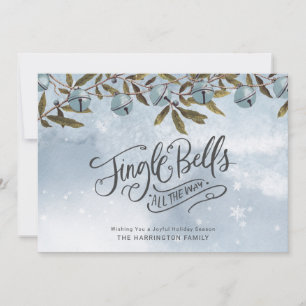 Blue Jingle Bells Snowflakes Feiertagskarte