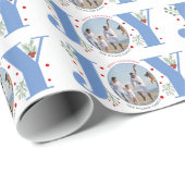 Blue JOY Frohe Weihnachtsfeiertage Foto Geschenkpapier (Rolleneckpunkt)