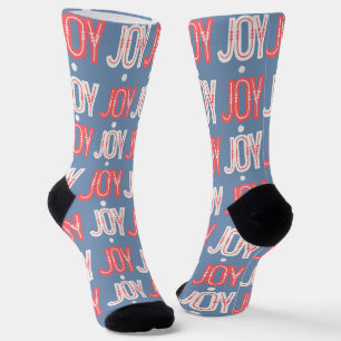 Blue Joy Weihnachtssocken Rot und Weiße Buchstaben Socken