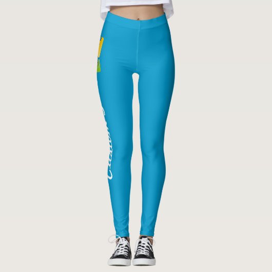 Blue Joystick Cartoon Illustration Leggings (Vorderseite)