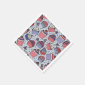 Blue July 4 Red White & Blue Patriotic Cupcakes Serviette (Ecke)
