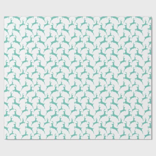 Blue Jumping Deer Christmas Pattern Geschenkpapier (Flach)