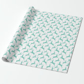 Blue Jumping Deer Christmas Pattern Geschenkpapier (Ungerollt)