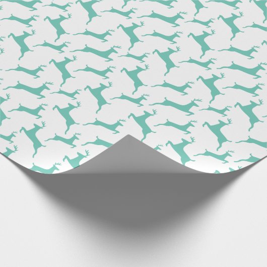 Blue Jumping Deer Christmas Pattern Geschenkpapier (Ecke)