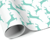 Blue Jumping Deer Christmas Pattern Geschenkpapier (Rolleneckpunkt)