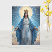 Blue Jungfrau Mary Beileid Faltkarte Karte (Gelbe Blume)