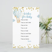 Blue Jungle Heißluftballon Wünsche für Babykarte (Stehend Vorderseite)