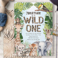 Blue Jungle Safari Baby Animals Junge 1. Geburtsta