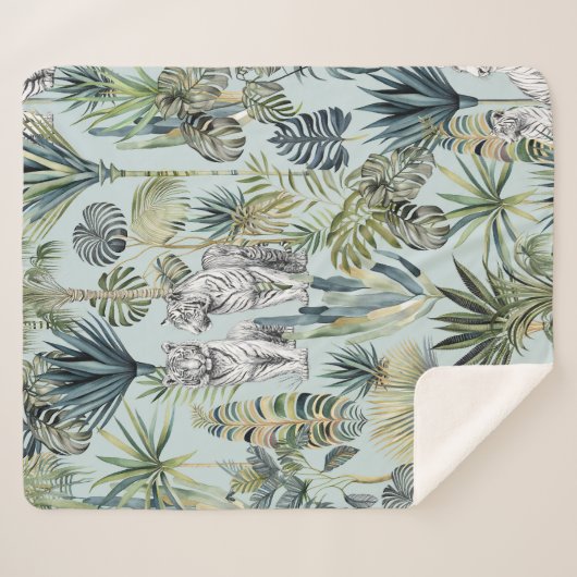 Blue Jungle White Tigers Sherpadecke (Vorderseite (Horizontal))