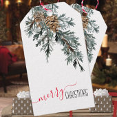 Blue Juniper Branch Cones Frohe Weihnachten Geschenkanhänger