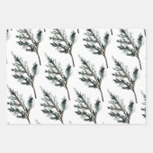 Blue Juniper & Cedar Tree Branch Winter Greenery Geschenkpapier Set (Vorderseite)