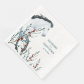 Blue Juniper & Red Berries Serviette (Ecke)