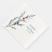 Blue Juniper & Red Berries Sprig Serviette (Ecke)